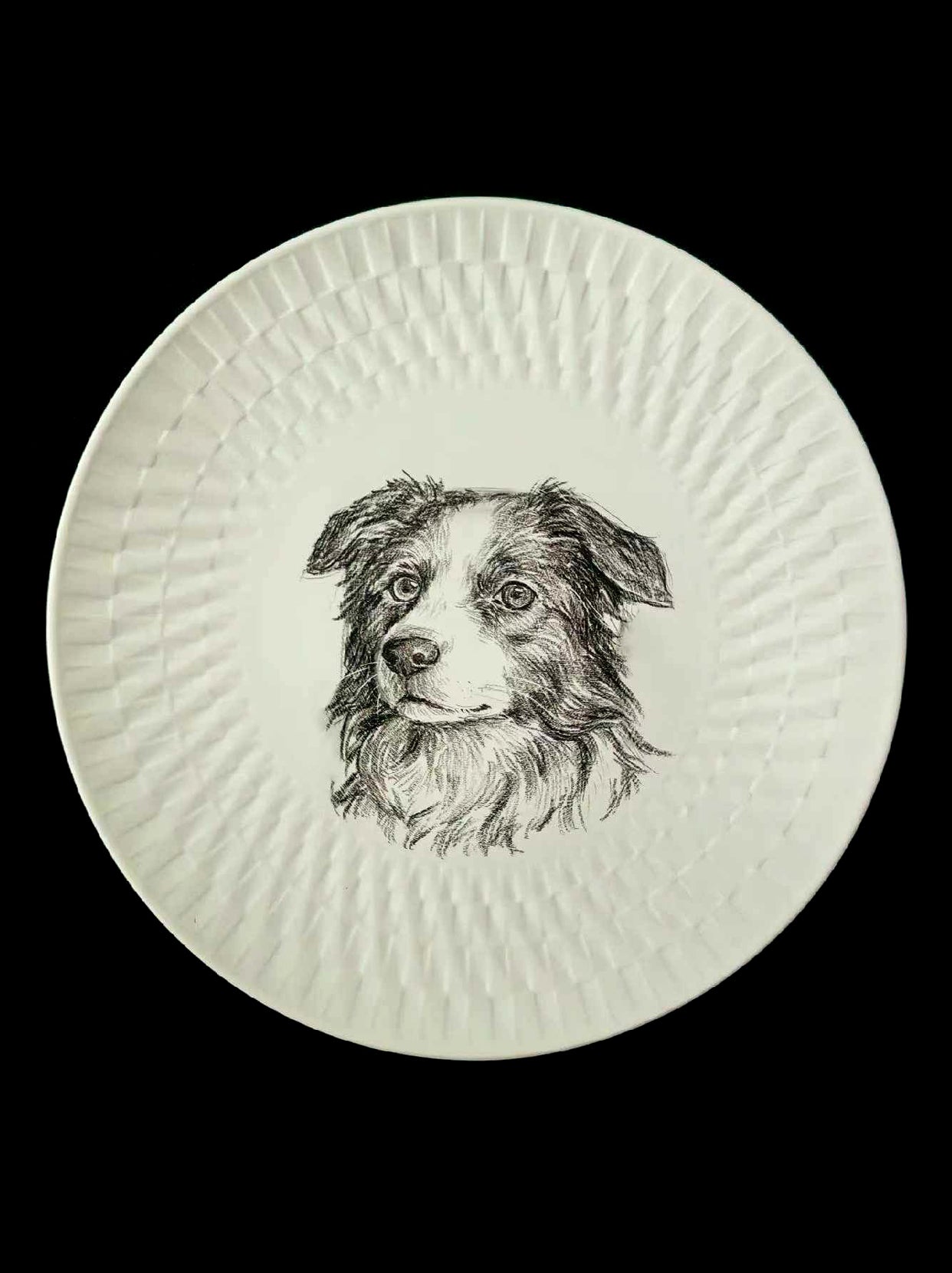 Custom Hand-Drawn Pet Portrait Ceramic Plate | Permanent Underglaze Memorial Art