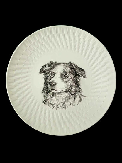 Custom Hand-Drawn Pet Portrait Ceramic Plate | Permanent Underglaze Memorial Art
