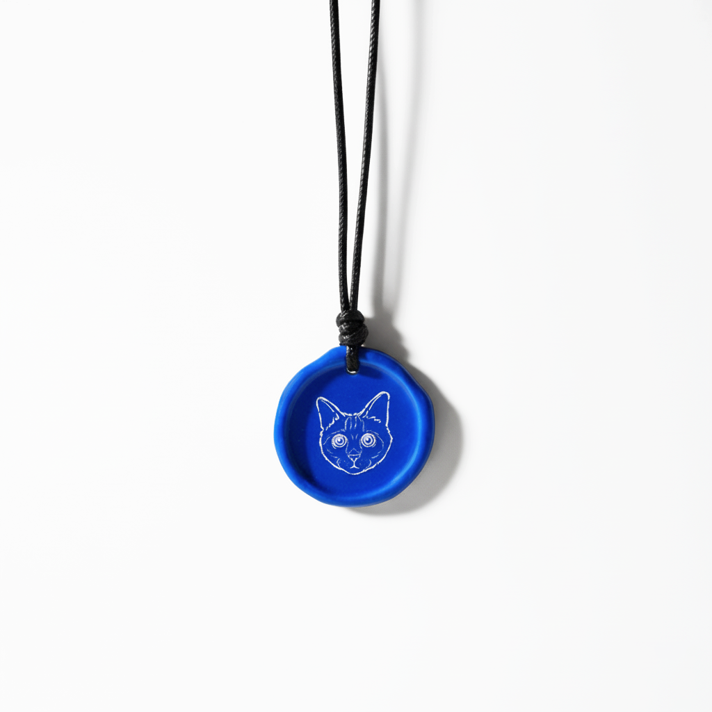 Custom Handcrafted Ceramic Necklace With Hand-Drawn Portrait & Engraved Name