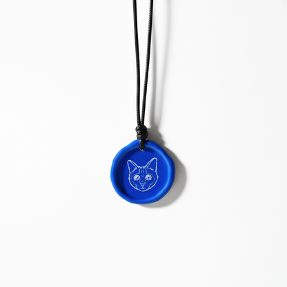 Custom Handcrafted Ceramic Necklace With Hand-Drawn Portrait & Engraved Name