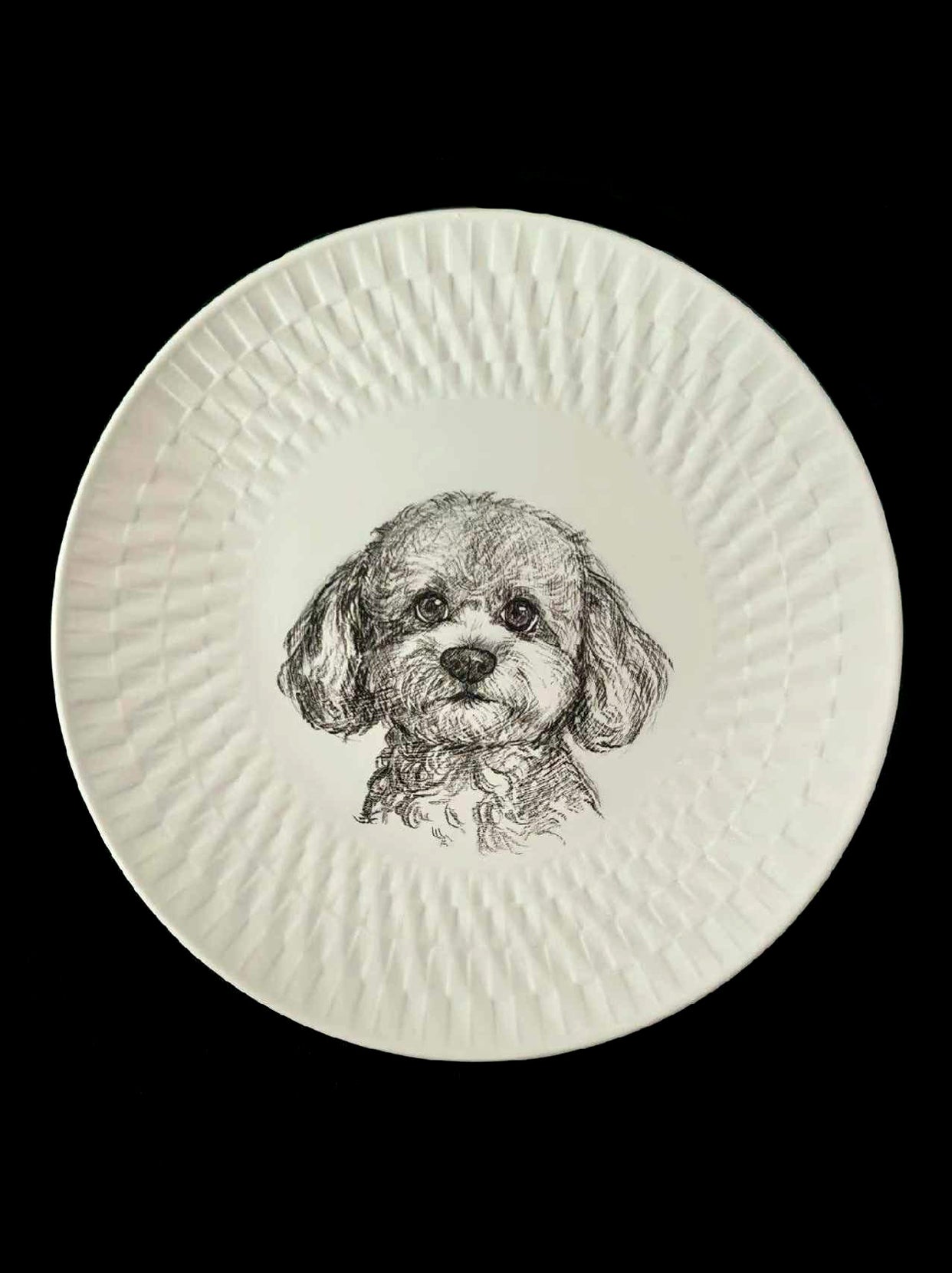 Custom Hand-Drawn Pet Portrait Ceramic Plate | Permanent Underglaze Memorial Art