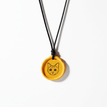 Custom Handcrafted Ceramic Necklace With Hand-Drawn Portrait & Engraved Name