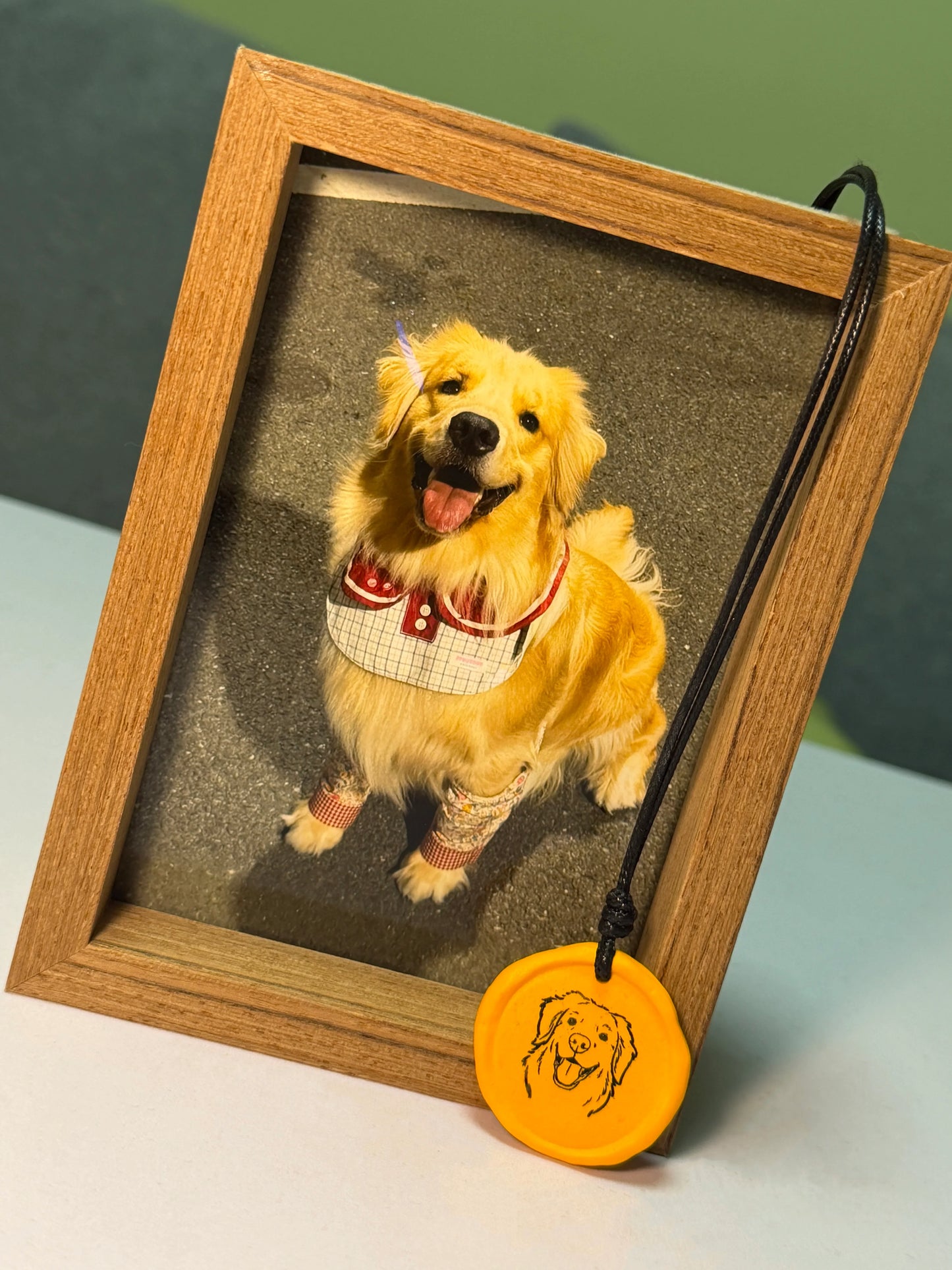 Custom Handcrafted Ceramic Necklace With Hand-Drawn Portrait & Engraved Name